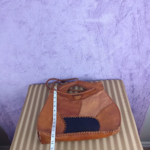 Leather Tote, Shoulder bag, Hobo, Weave/Whipstitch Brown 100% Leather - Picture 9 of 13